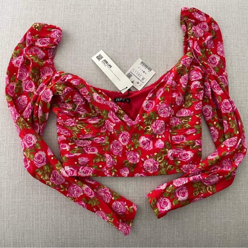 Zara rose sweatheart crop top